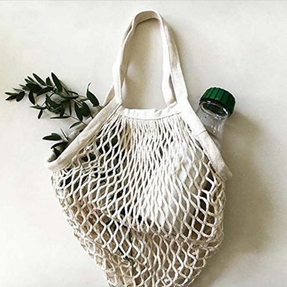 French Cotton Market Net Tote/Bag/Lt Natural/Short - Picture 2 of 8